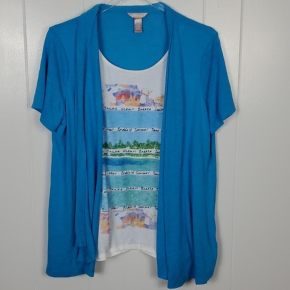Set Of 2 White Stag Blue Open Flowy Top & Red Open Flowy Light Top Wmns … - Picture 8 of 16